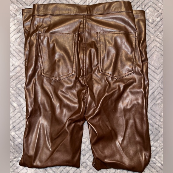 WetSeal Small High Rise Faux Leather Skinny Pants in Brown - Picture 3 of 6